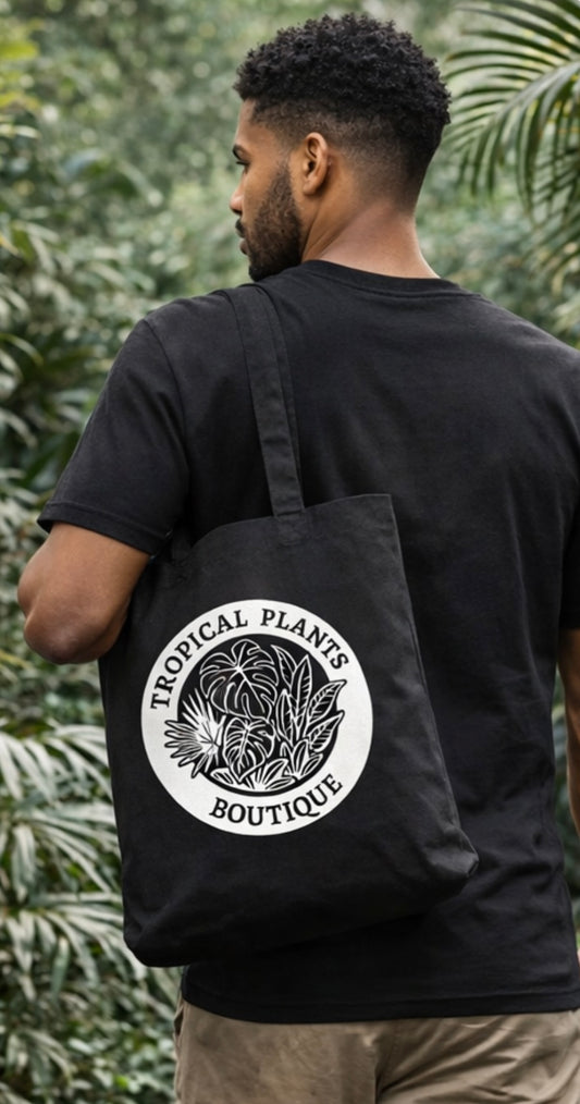Black Tote Bag White Logo