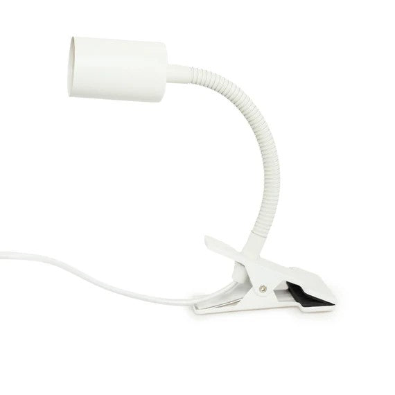 Stelo Gooseneck Clip-On Bulb Holder – White
